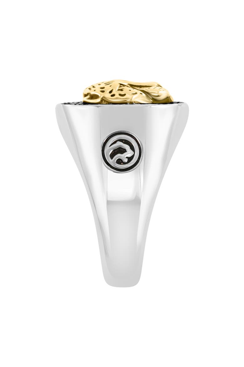 Two-Tone Pavé Black Spinel Cheetah Signet Ring, Alternate, color, BLACK