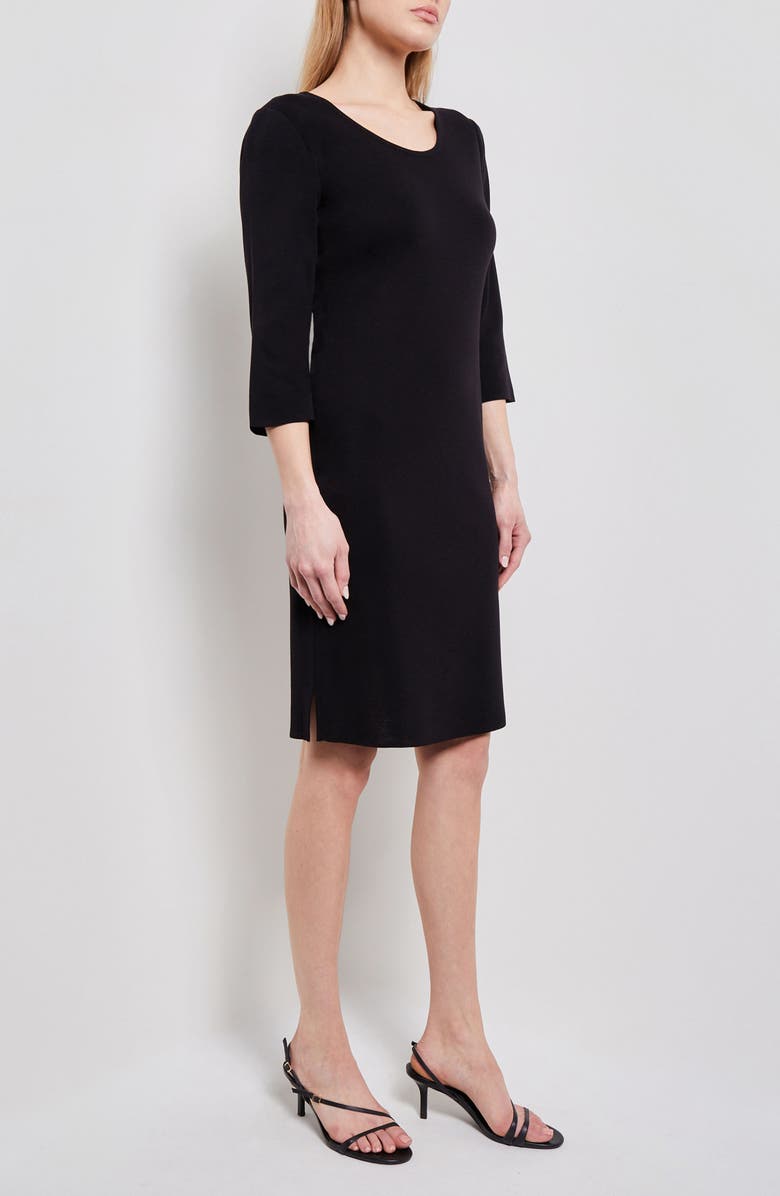 Misook Scoop Neck Sheath Dress, Main, color, Black