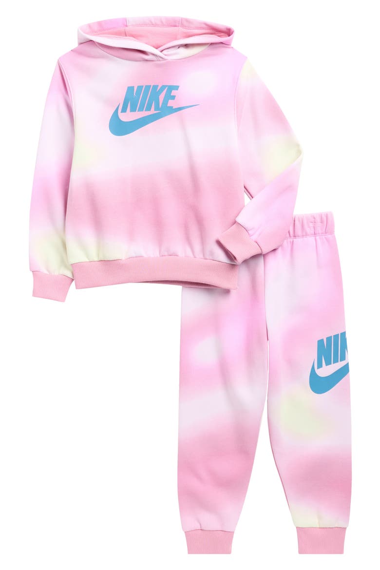 Kids' Swoosh Graphic Hoodie & Joggers, Main, color, MAGIC FLAMINGO