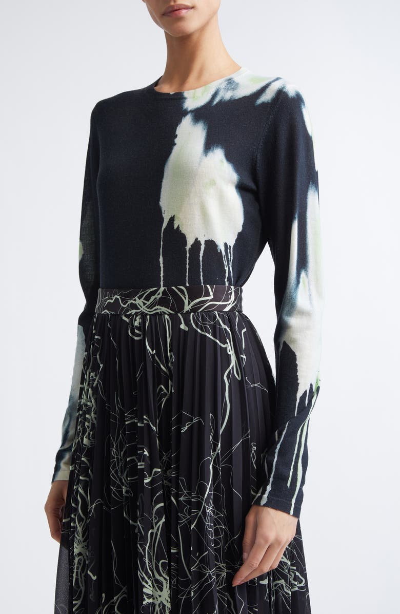 Jason Wu Collection Watercolor Floral Merino Wool Sweater, Alternate, color, Nori Multi