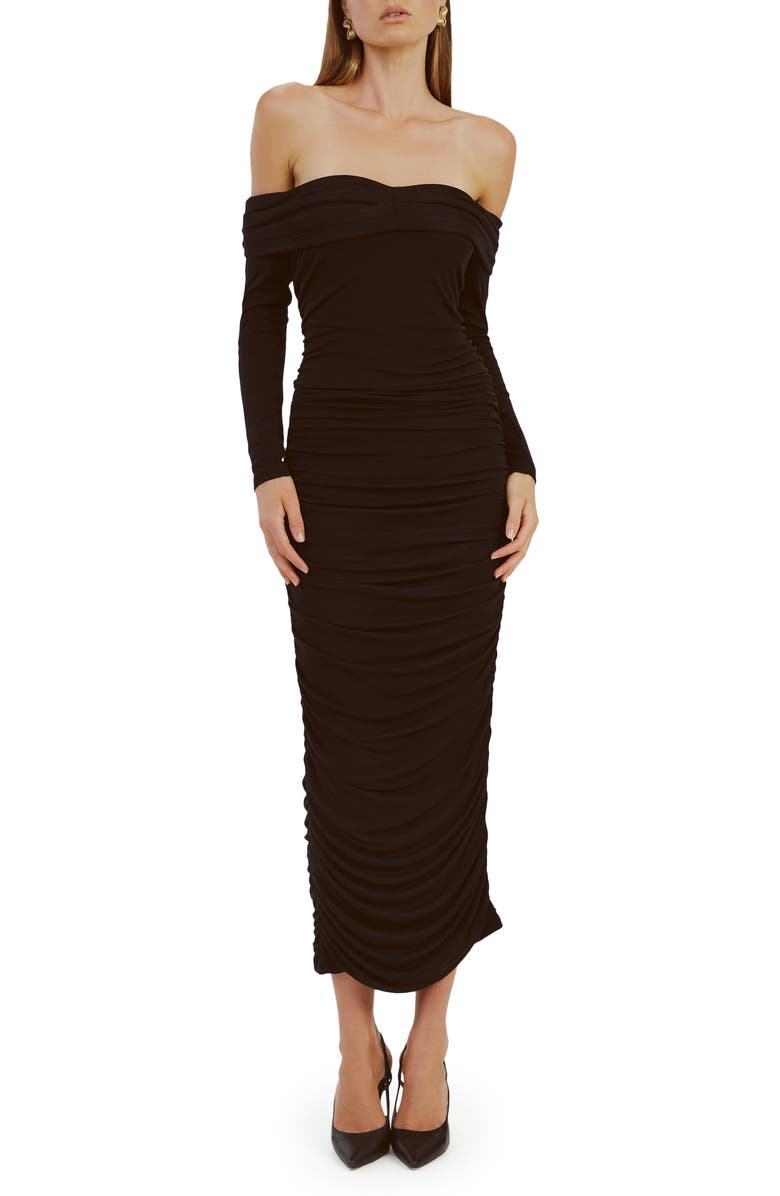 Bardot Arkie Off the Shoulder Knit Midi Dress, Main, color,