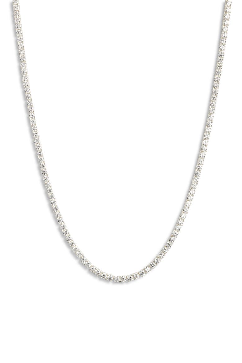 Demi Fine Cubic Zirconia Tennis Necklace, Main, color, STERLING SILVER PLATED
