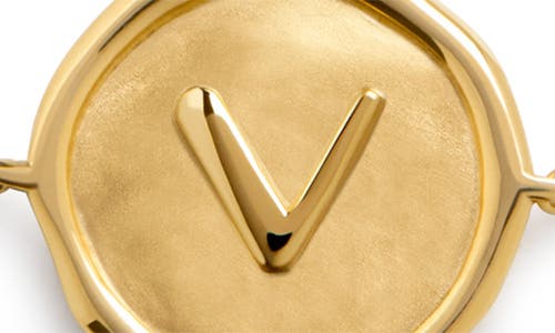 Monica Vinader Initial Stamp Charm Bracelet In 18ct Gold Vermeil V