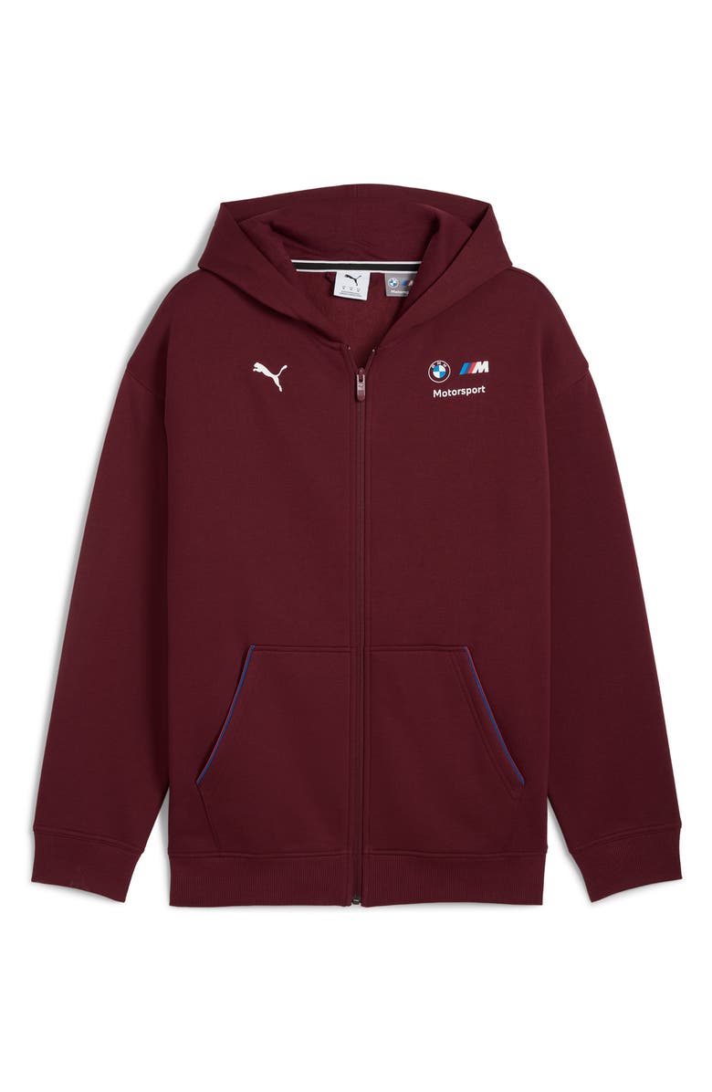 PUMA x BMW M Motorsport Graphic Zip-Up Hoodie, Alternate, color, Ruby Shimmer