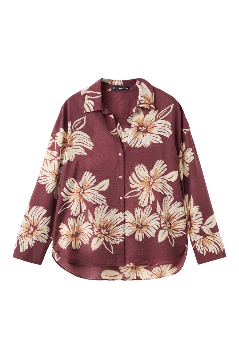 Floral Button-Up Shirt, Alternate, color, BURGUNDY