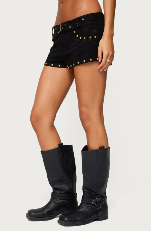 Edikted Belted Studded Faux Suede Microshorts In Multi