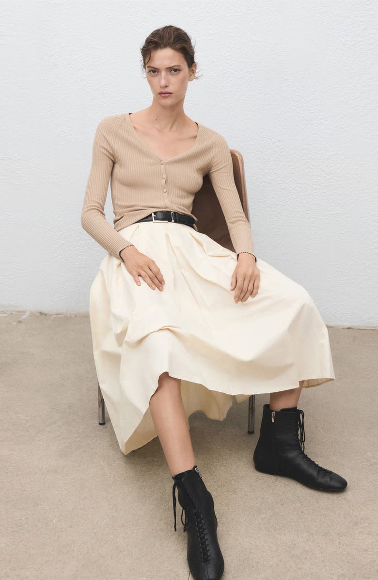 MANGO V-Neck Ribbed Henley Sweater, Alternate, color, Light/ Pastel Grey