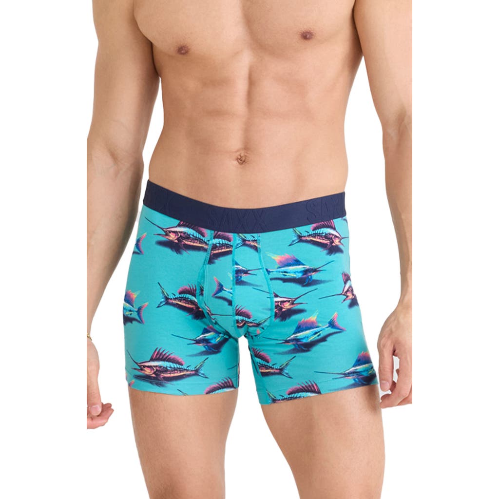 Saxx Men's Droptemp Slim-fit Cooling Printed Boxer Briefs In Great Catch-baltic