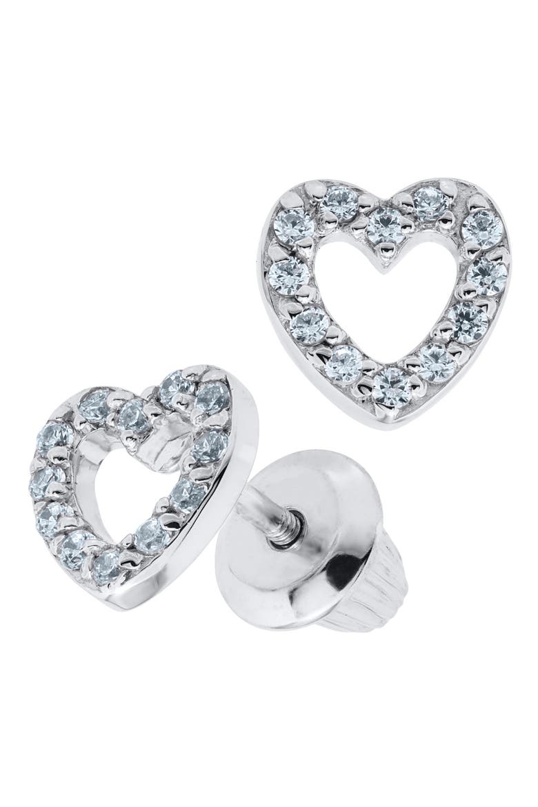 Sterling Silver Heart Stud Earrings, Alternate, color, SILVER