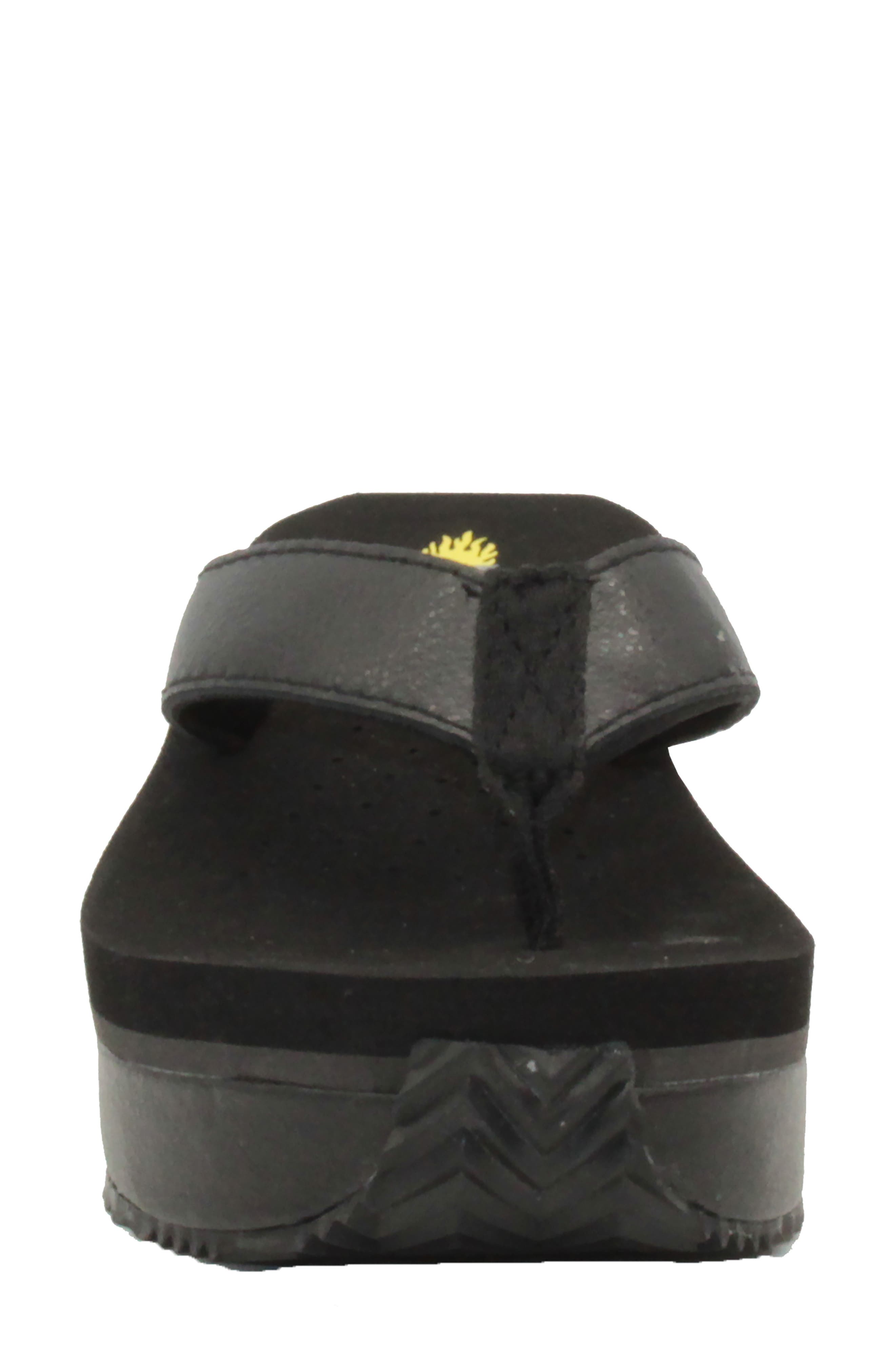 Volatile Frappachino Wedge Flip Flop, Alternate, color, Black Leather