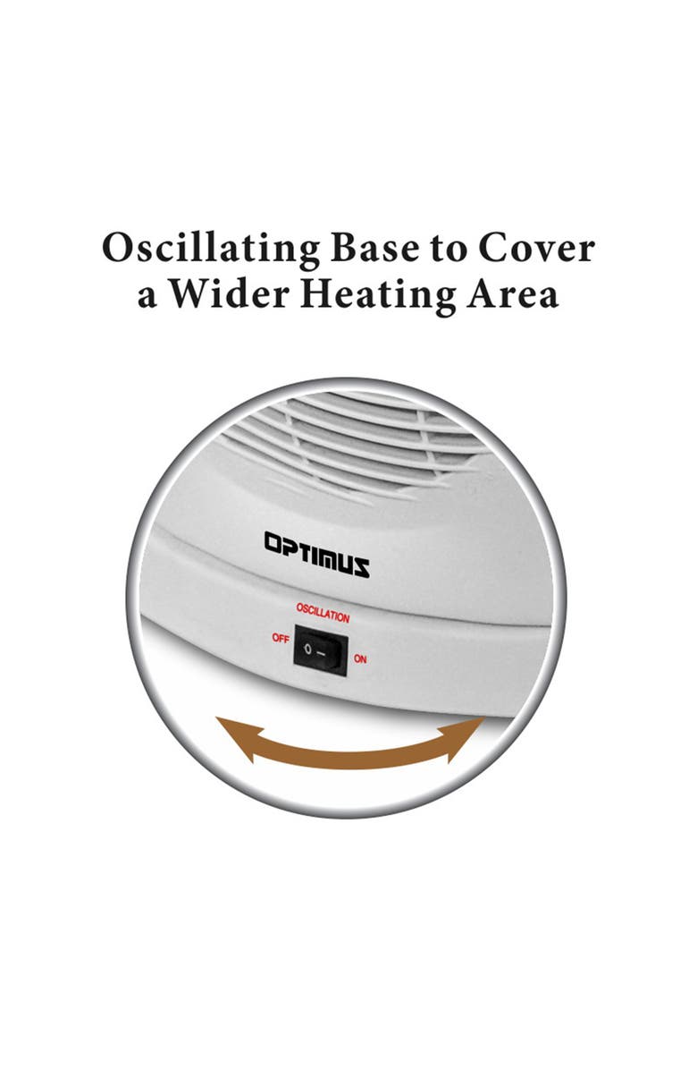 Optimus Portable Oscillating Fan Heater with Thermostat, Alternate, color, White
