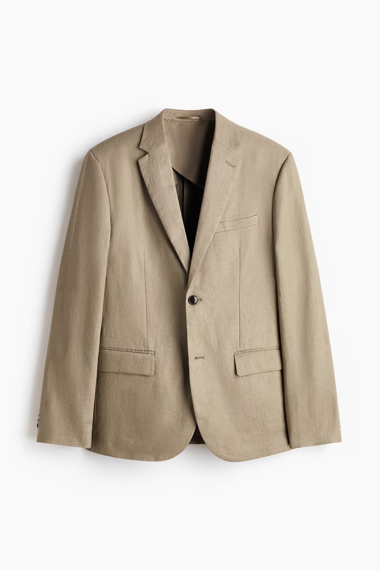 Slim Fit Linen Jacket, Alternate, color, Khaki green