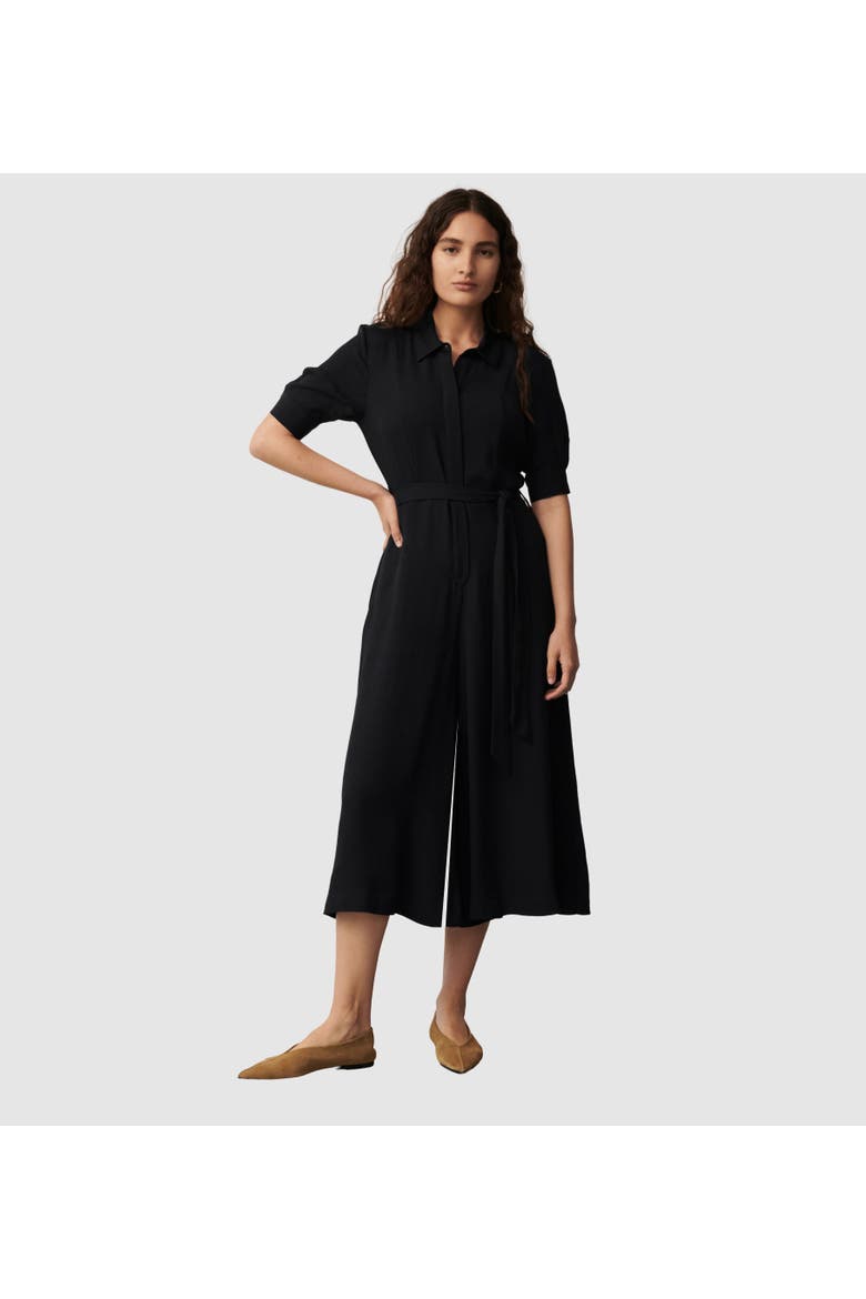 Floralie Wide Leg Cropped Jumpsuit, Main, color, Black