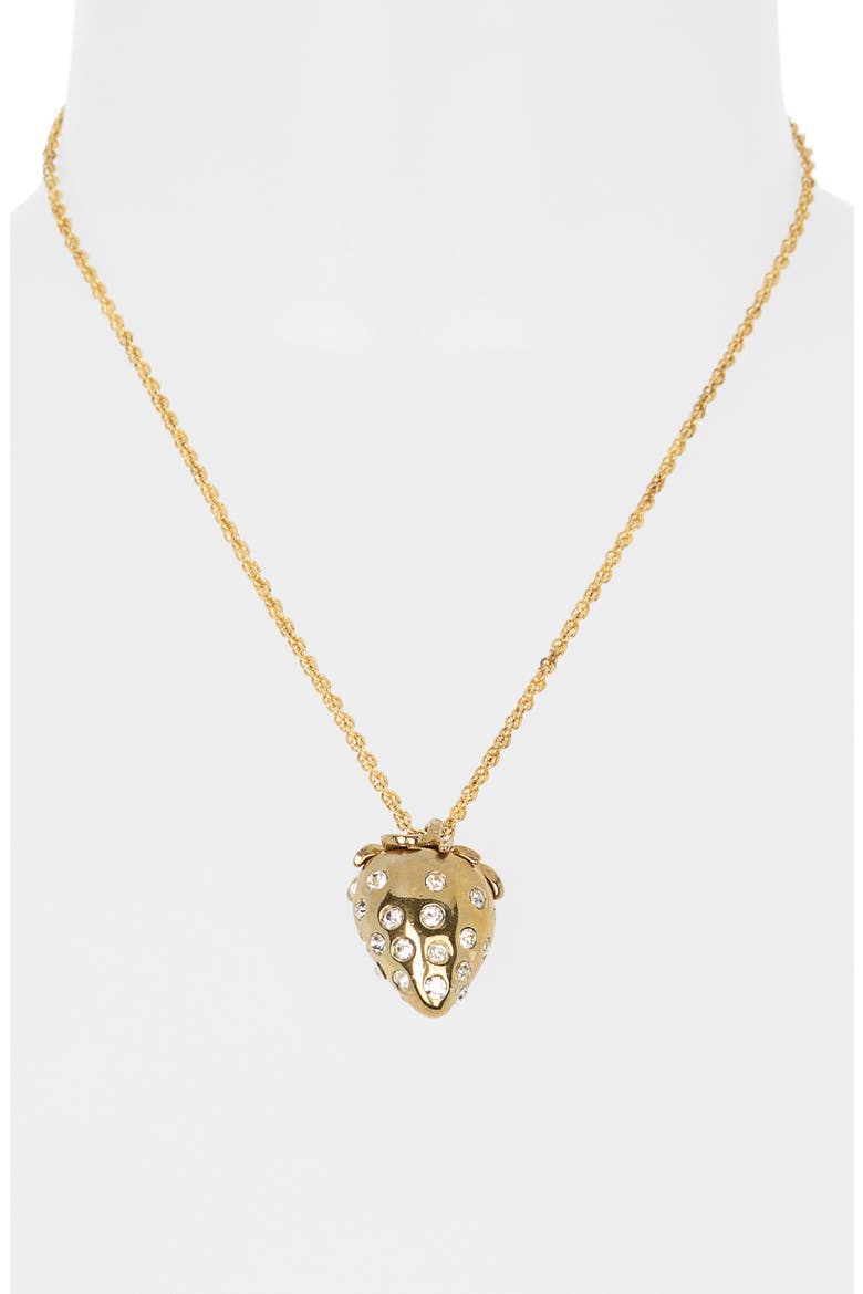 Crystal Strawberry Pendant Necklace, Alternate, color, GOLD