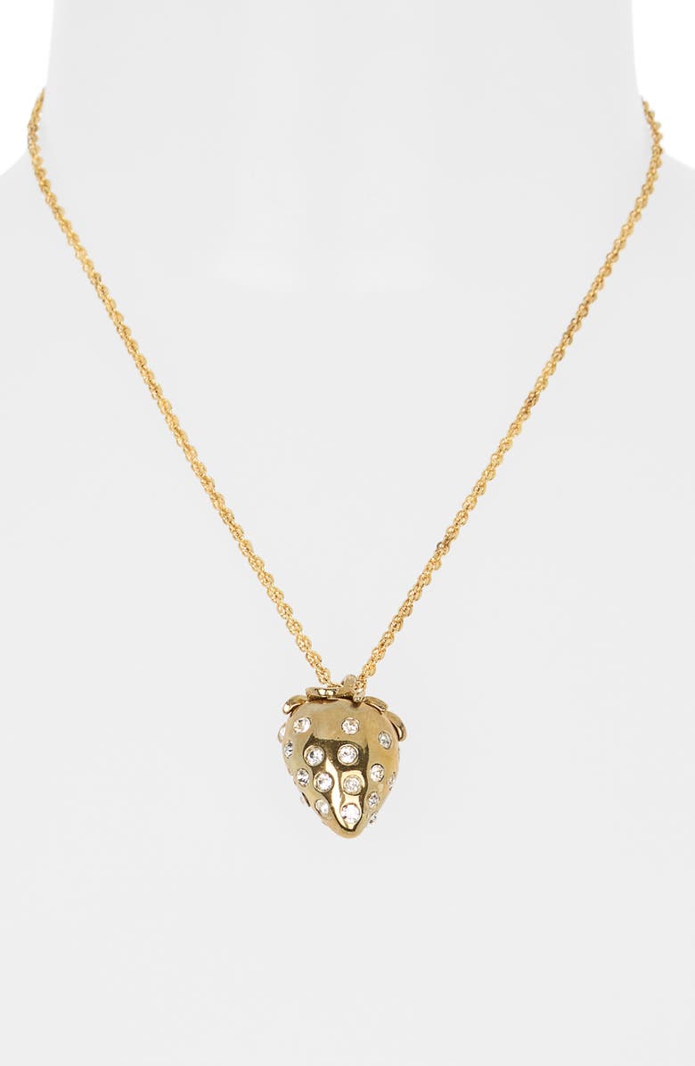 Kenneth Jay Lane Crystal Strawberry Pendant Necklace, Alternate, color, 