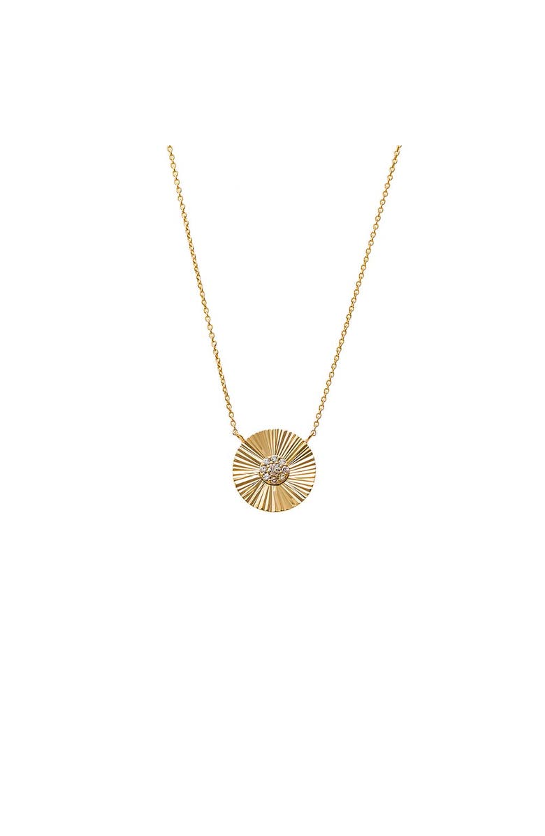 BY ADINA EDEN Diamond Pave Ridged Disc Pendant Necklace 14K, Main, color,