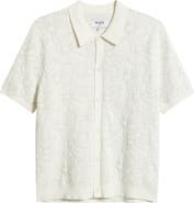 Wax London Tellaro Short Sleeve Floral Jacquard Cotton Blend Cardigan
