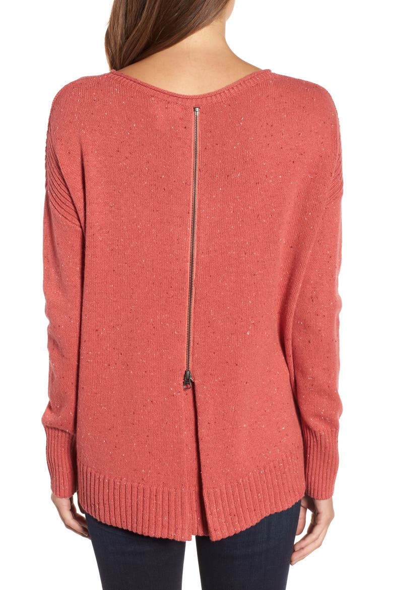 Back Zip Pullover, Alternate, color, PINK CEDAR CAMDEN NEP