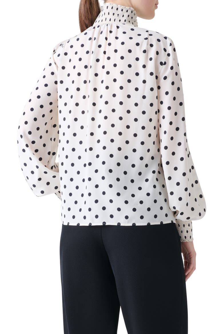 Boho Dot Print Silk Shirt, Alternate, color, CREAM-BLACK