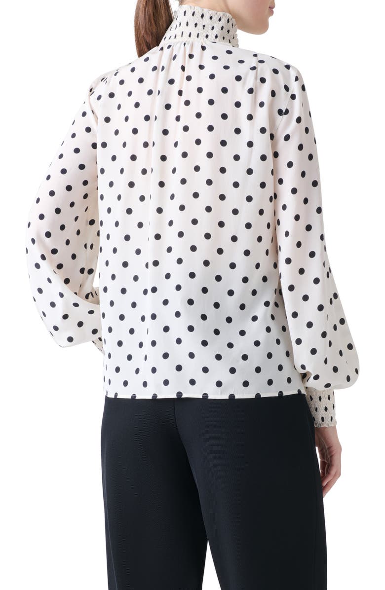 Akris punto Boho Dot Print Silk Shirt, Alternate, color, Cream-Black