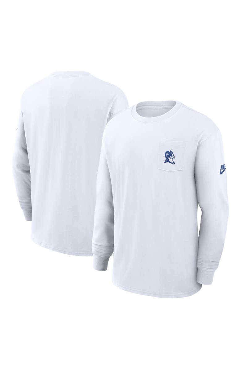 Nike Men's Nike White Duke Blue Devils Legacy Max90 Pocket Long Sleeve T-Shirt, Main, color, 