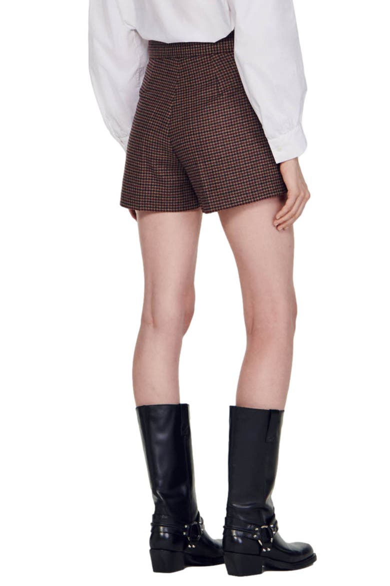 Tomyle Check Wool Blend Shorts, Alternate, color, BROWN / BURGUNDY