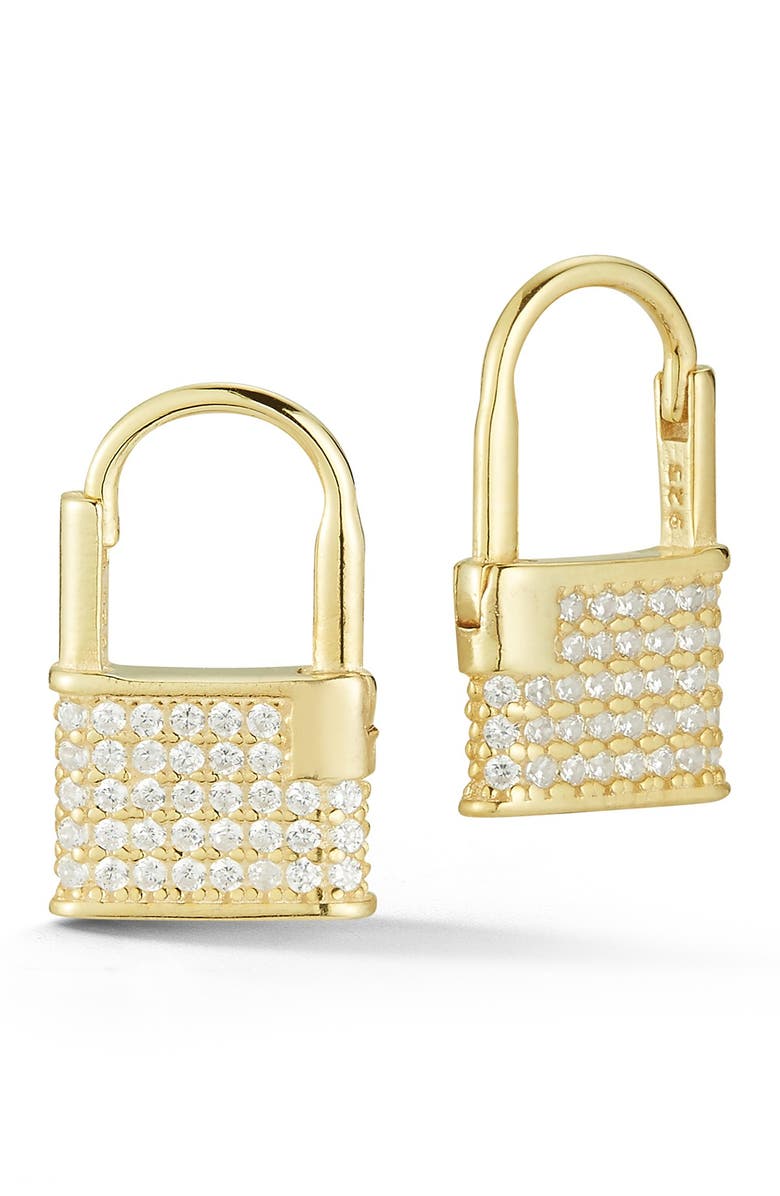 SPHERA MILANO Gold Vermeil Padlock Earrings, Main, color, 