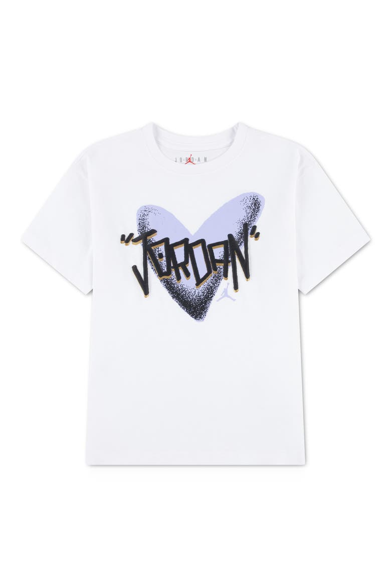 Kids' Heart Sketch Graphic Cotton Blend T-Shirt, Main, color, WHITE