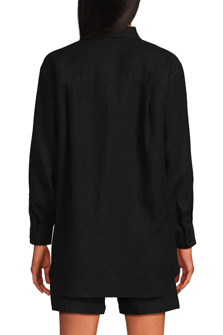 Linen Oversized Button Front Shirt, Alternate, color, Black