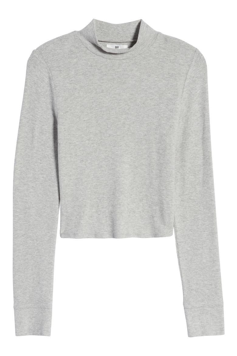 Easy Rib Mock Neck Top, Alternate, color, GREY HEATHER