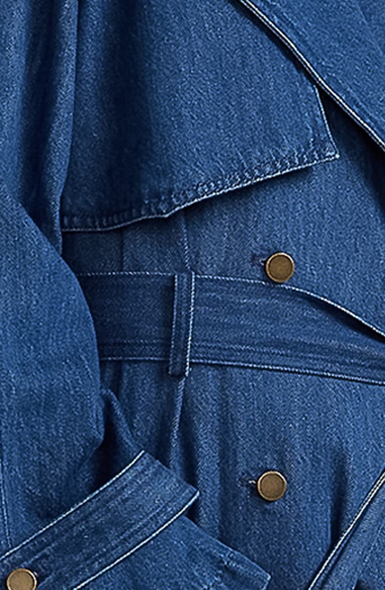 Belle & Bloom Wild Skies Denim Trench Coat, Alternate, color, Mid Denim