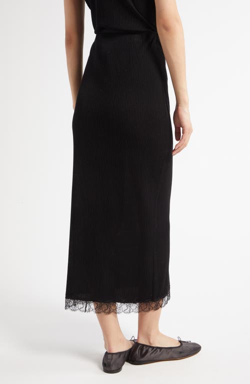 The Row Indira Lace Trim Rib Silk Blend Skirt In Black
