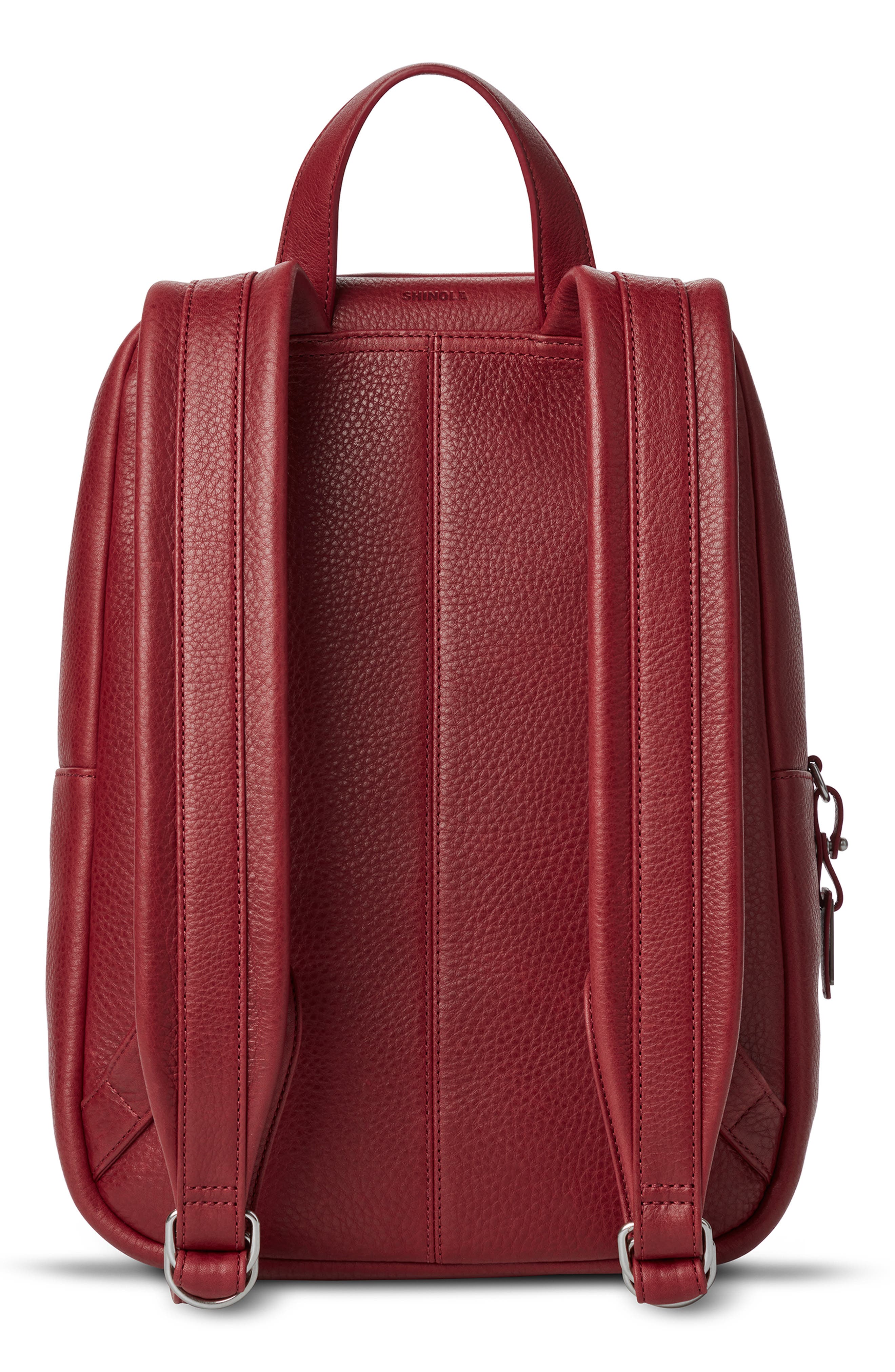 Shinola Small Runwell Leather Backpack, Alternate, color, Ruby