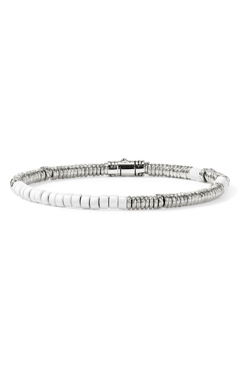 John Hardy Heishi Bracelet, Main, color, Silver/ White