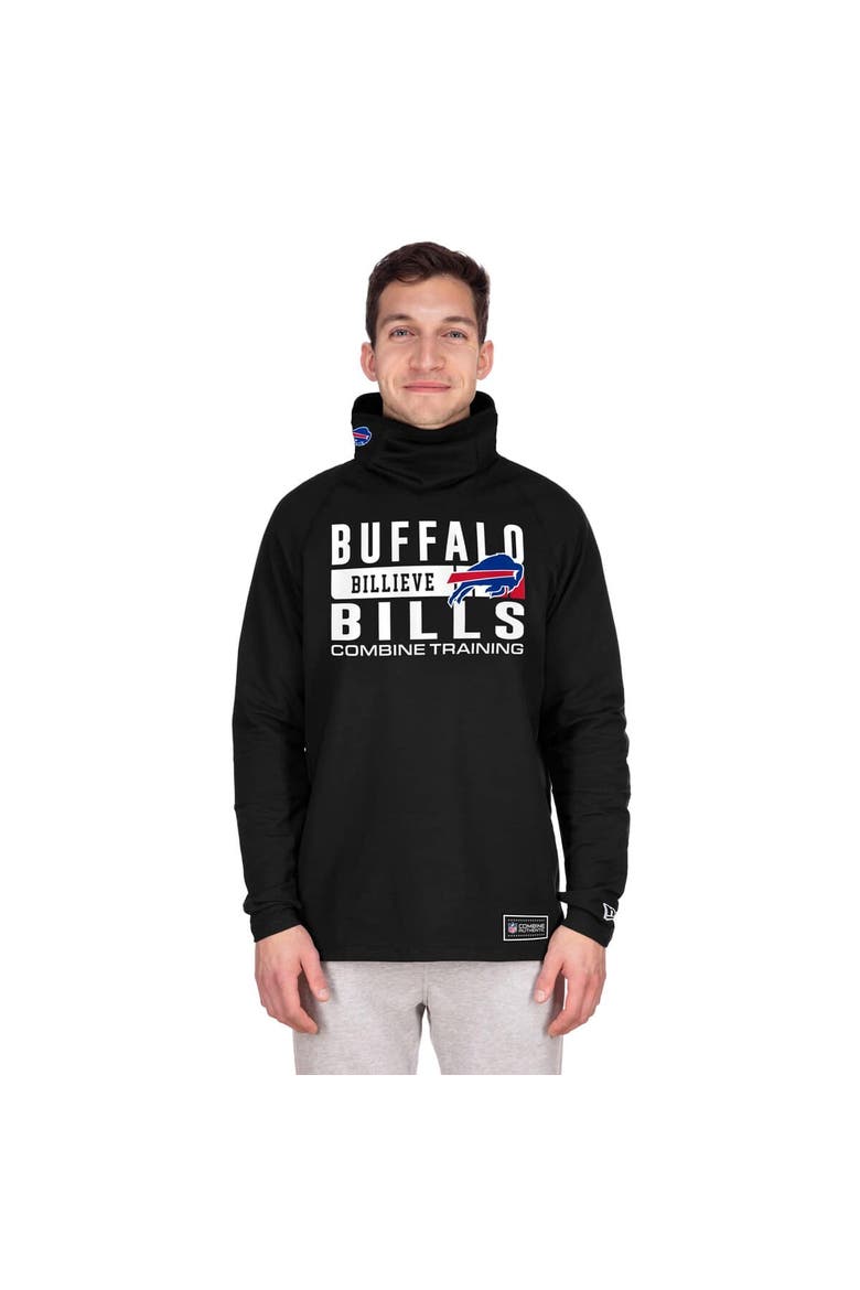 Men's New Era Black Buffalo Bills Functional Fandom Balaclava Helmet Stripe Tri-Blend Hoodie, Alternate, color, Black