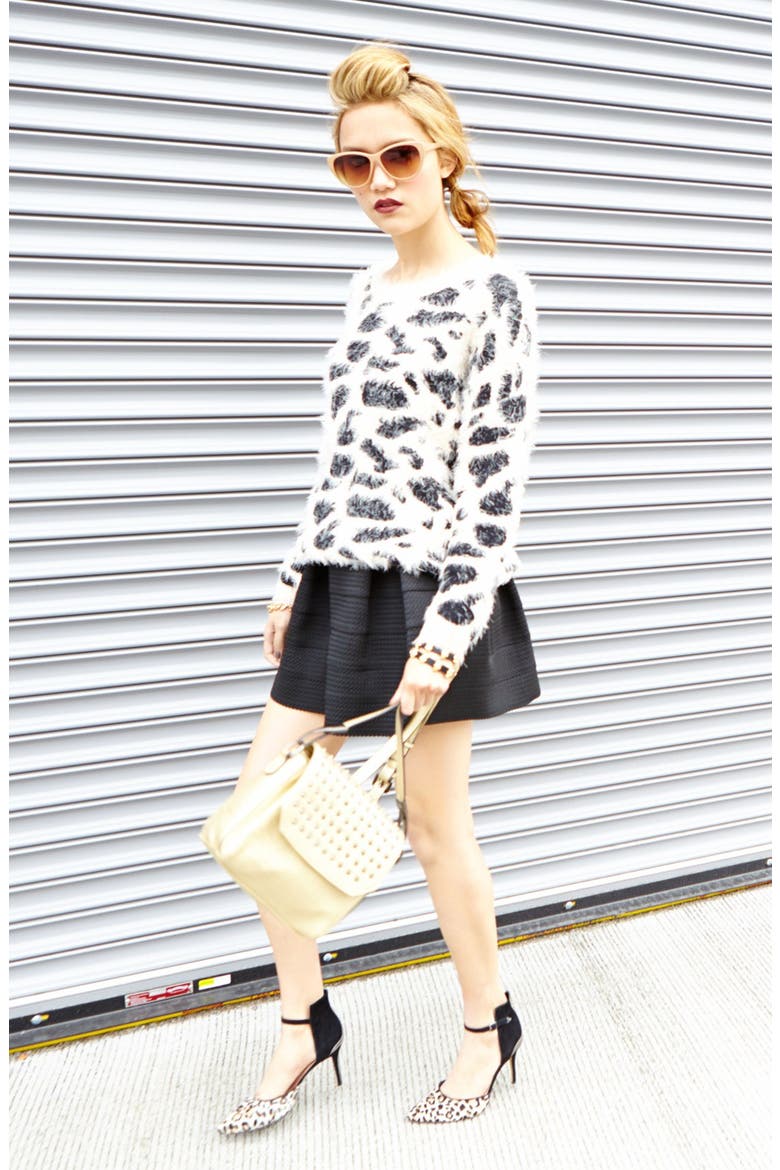 Animal Pattern Sweater, Alternate, color, BEIGE