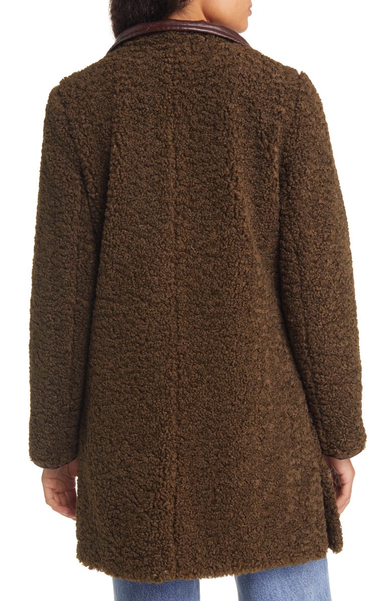 Sam Edelman Stand Collar Faux Shearling Coat, Alternate, color, Tuscan Olive