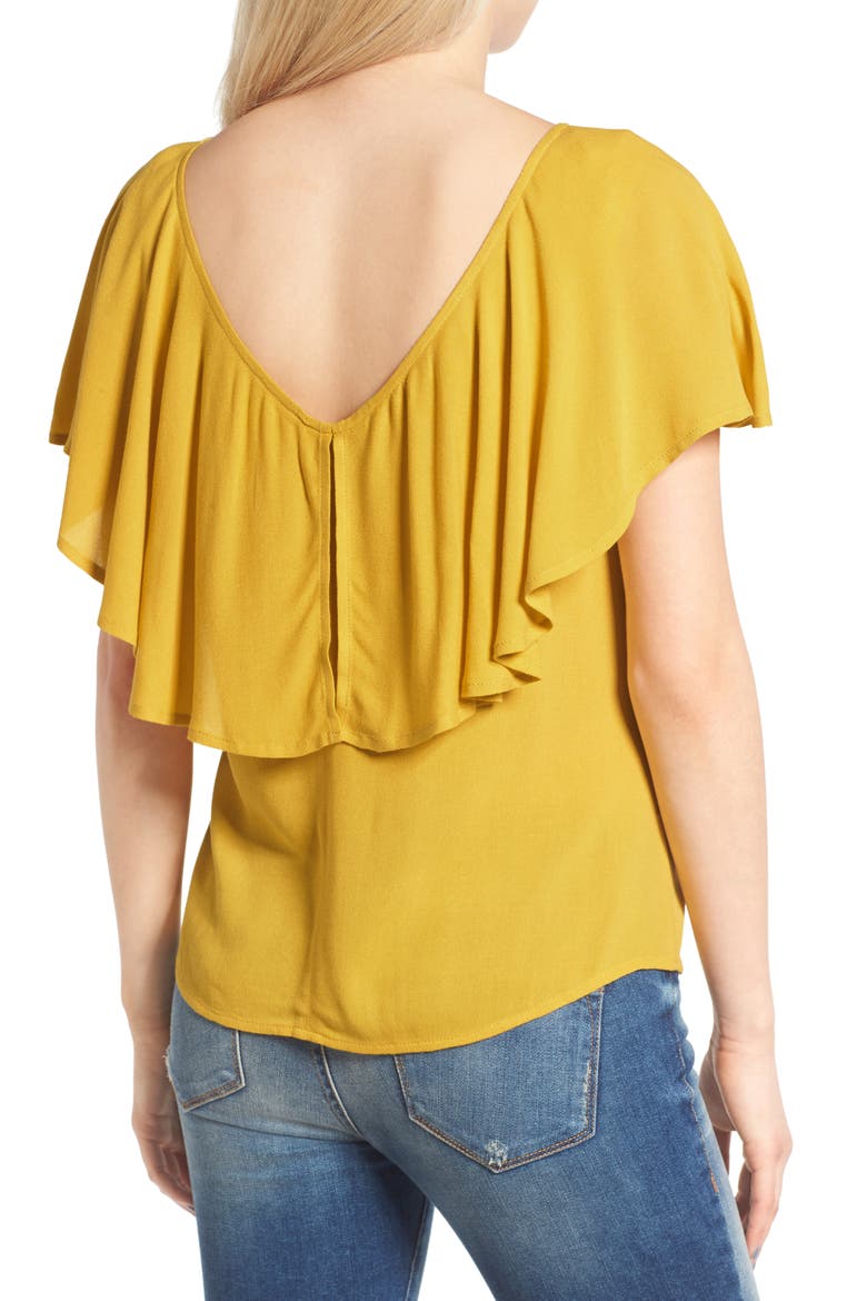 Ruffle Top, Alternate, color, OLIVE CURRY