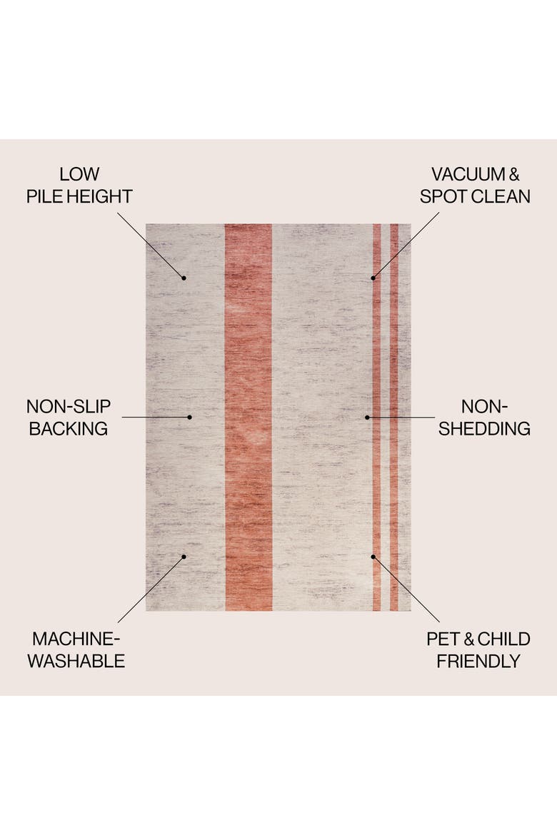 Raita Modern Distressed Stripe Machine-Washable Area Rug, Alternate, color, Ivory/Peach