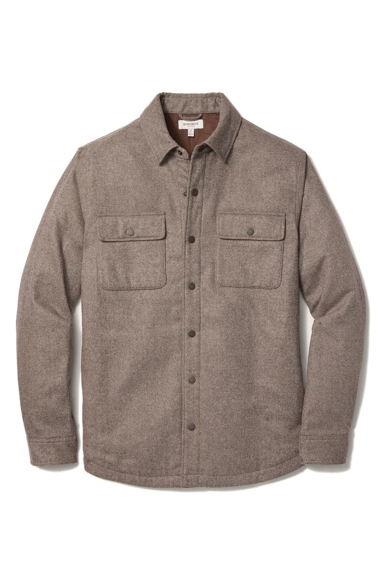Bonobos Brushed Wool Blend Twill Shacket, Alternate, color, Brown Twill