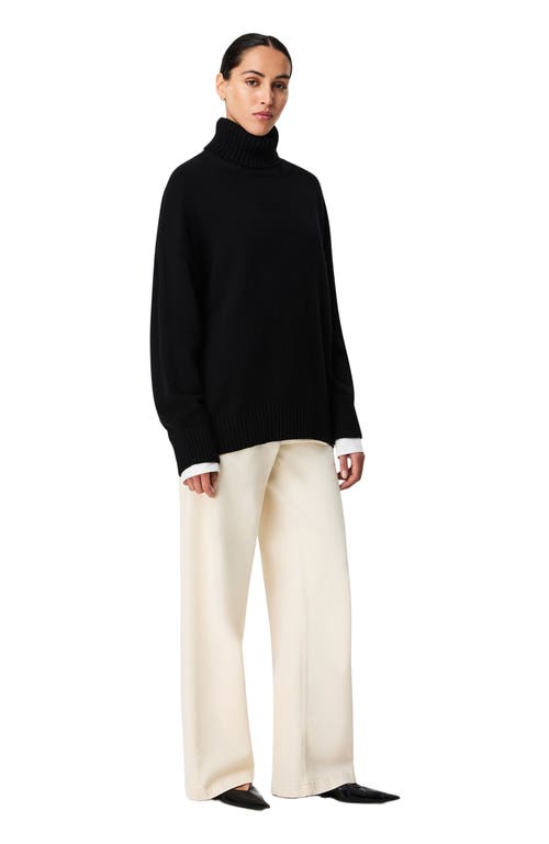 Another Tomorrow Oversized Luxe Turtleneck In Black