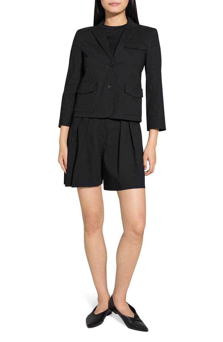 Theory Linen Blend Shrunken Blazer, Alternate, color, Black