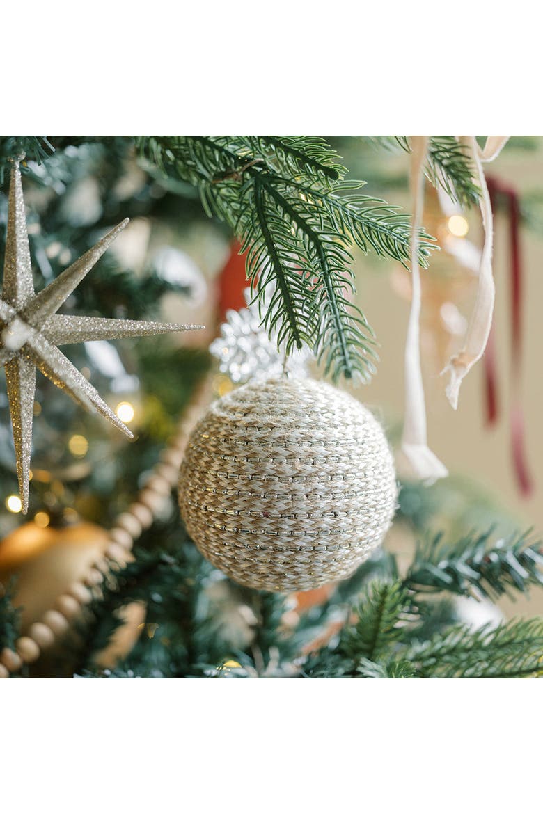 Shimmery, Round Jute Christmas Ornaments, Alternate, color, Earth tones