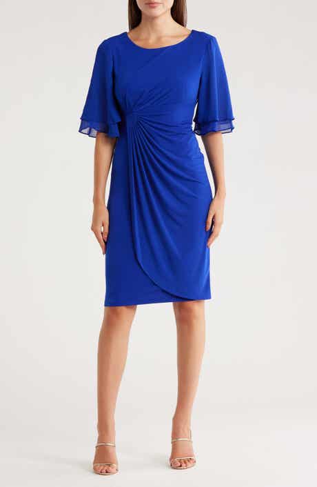 Connected Apparel Ruffle Sleeve Sheath Dress