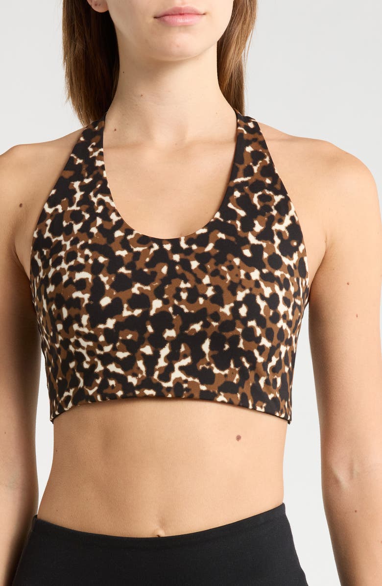 Sweaty Betty Power Racer Sports Bra, Main, color, Brown Offbeat Animal Print
