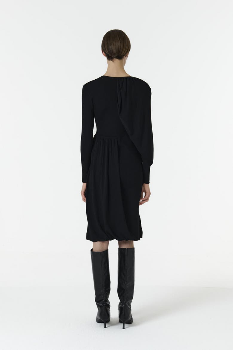 Knitted Dress with Scarf Detail, Alternate, color, Black