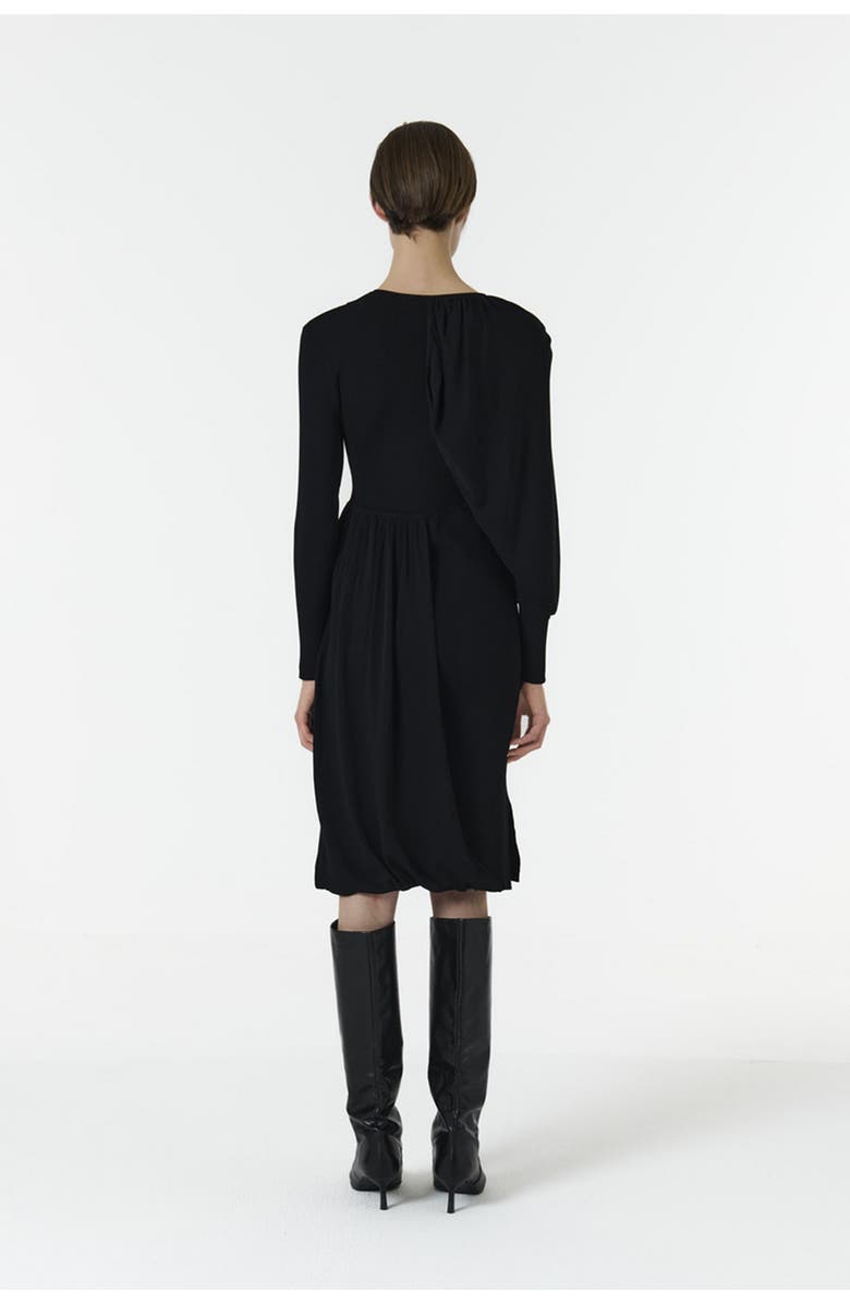 Leem Knitted Dress with Scarf Detail, Alternate, color, Black