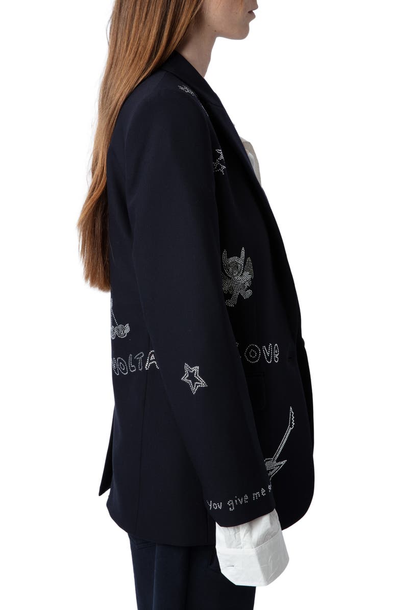 Zadig & Voltaire Valse Diamante Detail Jacket, Alternate, color, 