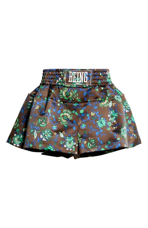 Floral Print Satin Shorts