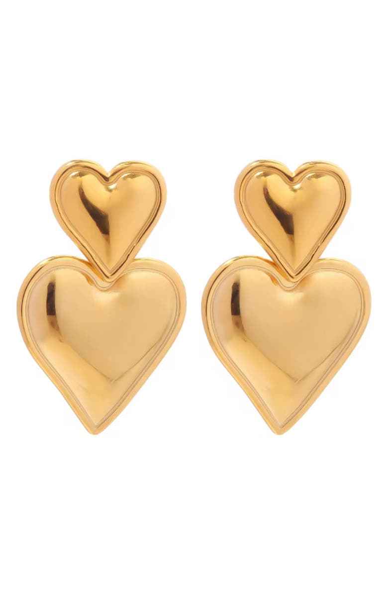 MacRae & Co. Double Heart Drop Earrings, Main, color, Gold